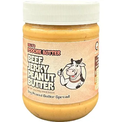 12oz Poochie Butter Beef Jerky Peanut Butter Jar - Treats